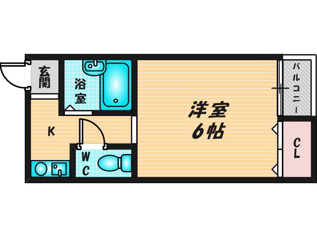 シャトレ小阪(ワンルーム/2階)の間取り写真