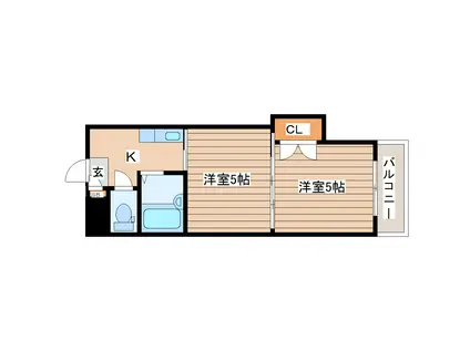 平和マンション長町(2K/4階)の間取り写真