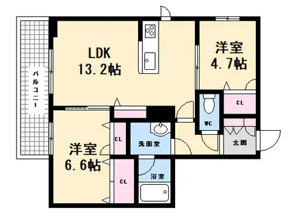 グランメゾン(2LDK/1階)の間取り写真