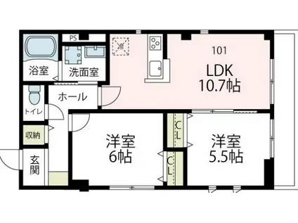 ヴィオラK(2LDK/1階)の間取り写真