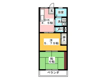 林ハイツ(2DK/2階)の間取り写真