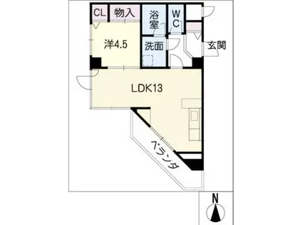 香 林 館(1LDK/5階)の間取り写真