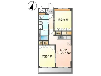 サンパレス(2LDK/2階)の間取り写真