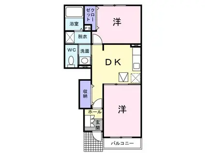 レーゲンボーゲンB(2DK/1階)の間取り写真