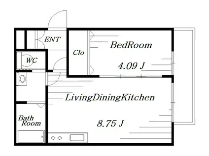 H1蘇我(1LDK/1階)の間取り写真