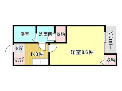 クレフラスト中島(1K/1階)の間取り写真