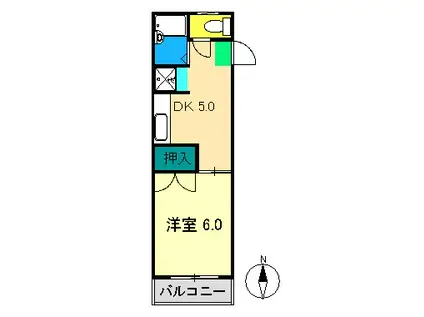 コーポサークル(1DK/3階)の間取り写真