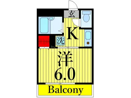 ヴィレ西日暮里(1K/2階)の間取り写真