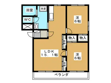 ヒーローマンションアサヒ(2LDK/2階)の間取り写真