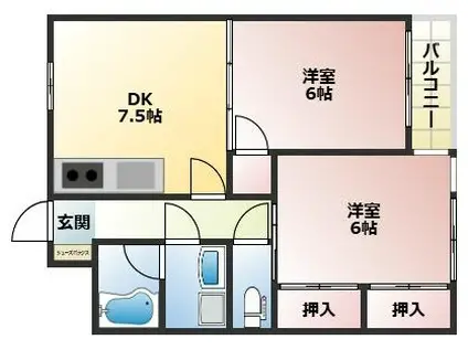 ロマネスク大名(2DK/6階)の間取り写真