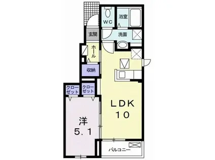 ベルメゾン(1LDK/1階)の間取り写真