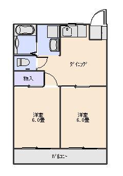 メゾンタナカ(2DK/2階)の間取り写真