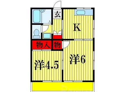 エスペラント中津B(2K/2階)の間取り写真