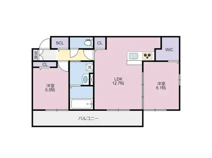 バイオレットガーデンA(2LDK/3階)の間取り写真