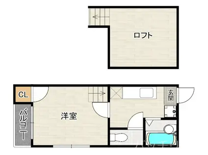 グレイスHRM(1K/2階)の間取り写真