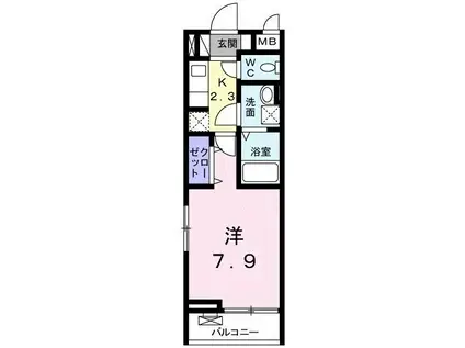 ラッフィナ-トIII(1K/2階)の間取り写真