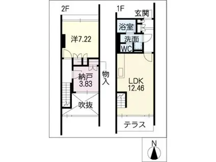 クララメゾネット(1LDK/2階)の間取り写真