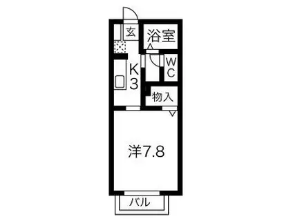 モン レーヴ A棟(1K/2階)の間取り写真