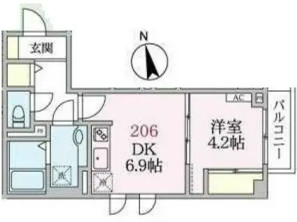 アローマ王子本町(1DK/2階)の間取り写真