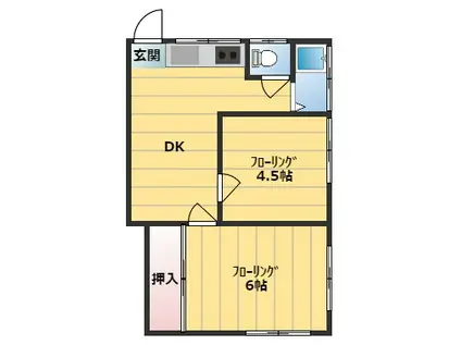 若葉の丘フェリチータ初音(2DK/2階)の間取り写真