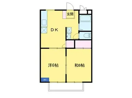 サンライフヒルズII(2DK/1階)の間取り写真