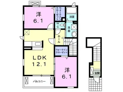 ファイン・グレー(2LDK/2階)の間取り写真