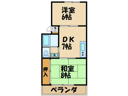 ベルエポック(2DK/2階)の間取り写真