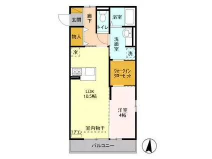 Dクレアーレ(1LDK/3階)の間取り写真
