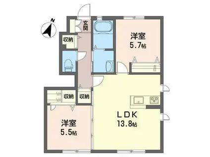 シャーメゾン・まゆ C棟(2LDK/1階)の間取り写真