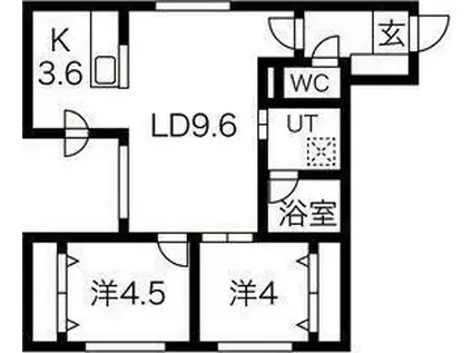 シティレジデンス啓明(2LDK/4階)の間取り写真