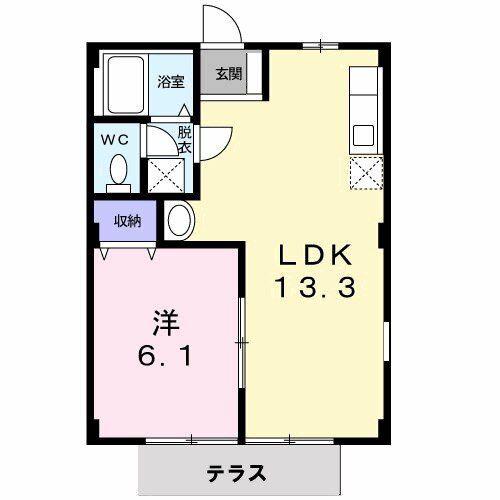 ローレルコート月尾(1LDK/1階)の間取り写真