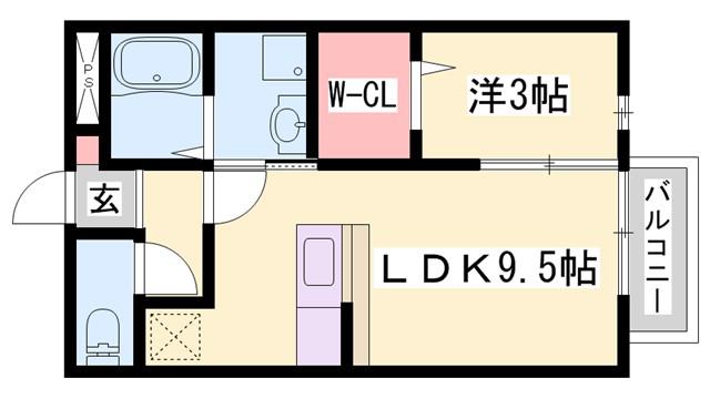 ディアコート(1LDK/2階)の間取り写真