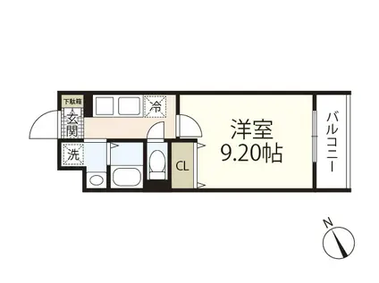 JRBハイツ矢賀駅前(1K/1階)の間取り写真