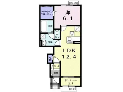 プリマヴェーラIII(1LDK/1階)の間取り写真