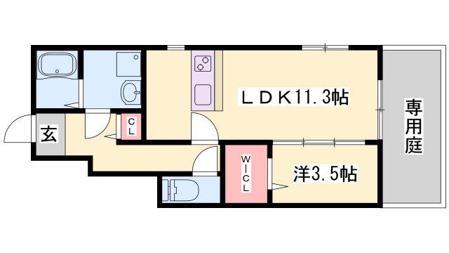 サンスーシ(1LDK/1階)の間取り写真