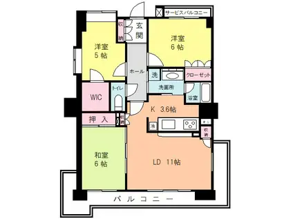 グランヒルズ本八幡(3LDK/8階)の間取り写真