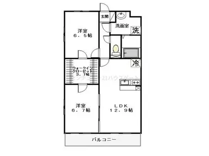 サニーサイド東宝木 I(2LDK/1階)の間取り写真