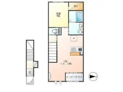 サウザンドリーフ(1LDK/2階)の間取り写真