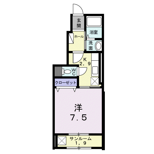 カーサアバンツァート(1K/1階)の間取り写真
