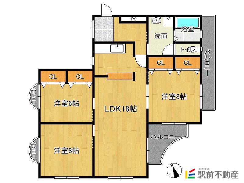 室見ハイツ(3LDK/5階)の間取り写真