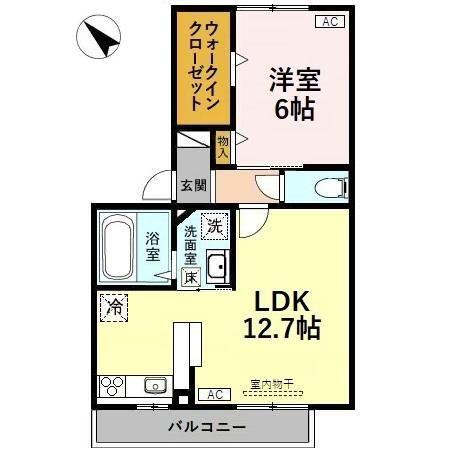 D-松村(1LDK/1階)の間取り写真