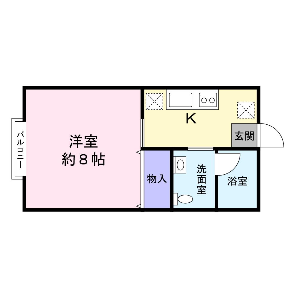 グリーンテラス要町(1K/1階)の間取り写真