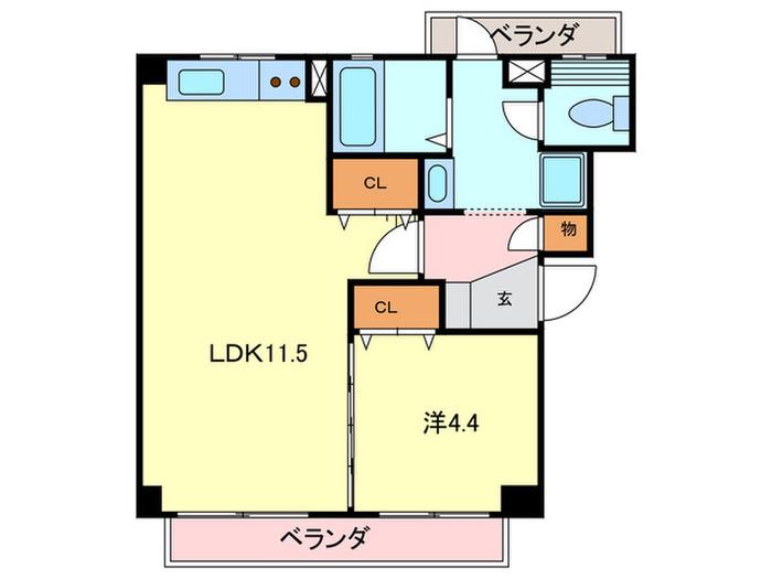 VIEWTERRACE売布(1LDK/2階)の間取り写真