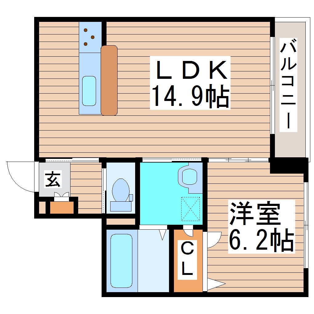 R-GRACIA榴ヶ岡(1LDK/2階)の間取り写真