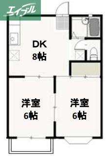 コーポシオン(2DK/2階)の間取り写真