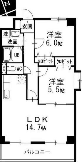 クレアール城並(2LDK/2階)の間取り写真