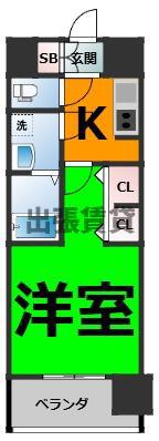 CREST TAPP 平安通(1K/12階)の間取り写真