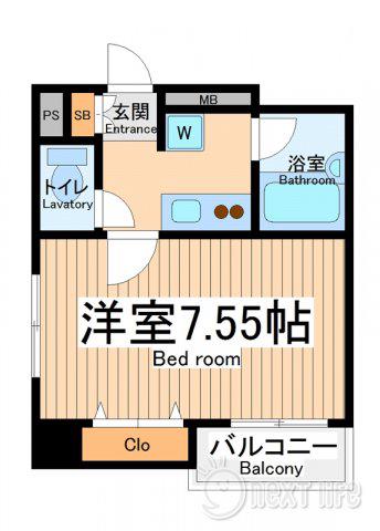 リズィエール(1K/2階)の間取り写真