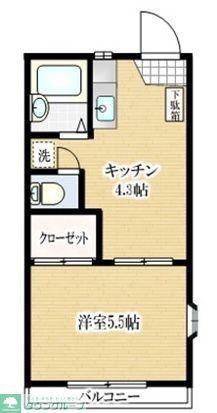 グリーンフラット(1K/2階)の間取り写真