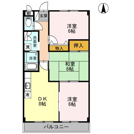 グランドゥール(3DK/3階)の間取り写真